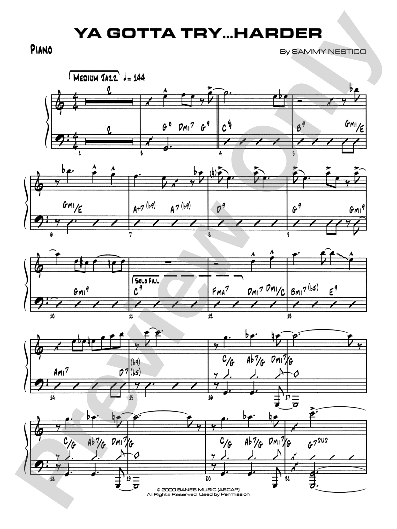 Ya Gotta Try... Harder: Piano Accompaniment