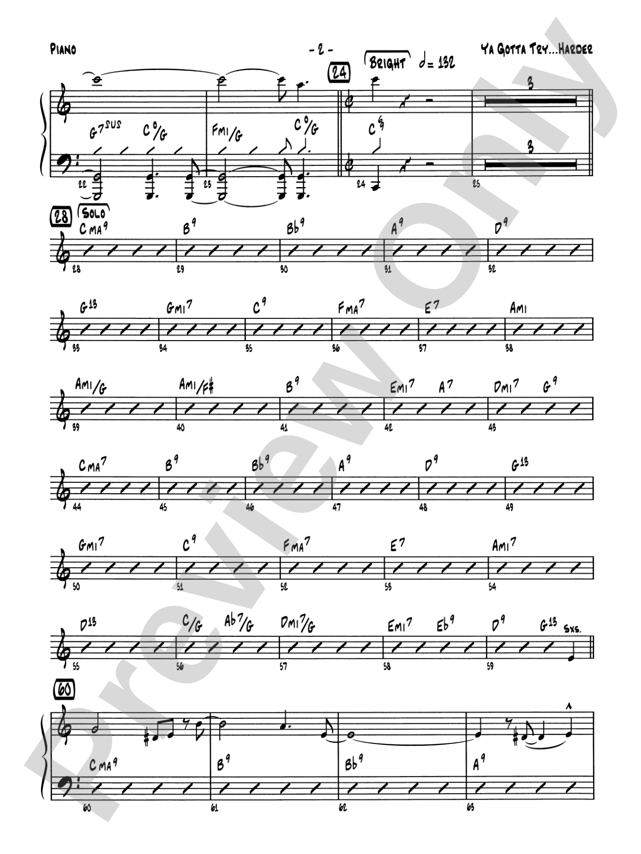 Ya Gotta Try... Harder: Piano Accompaniment