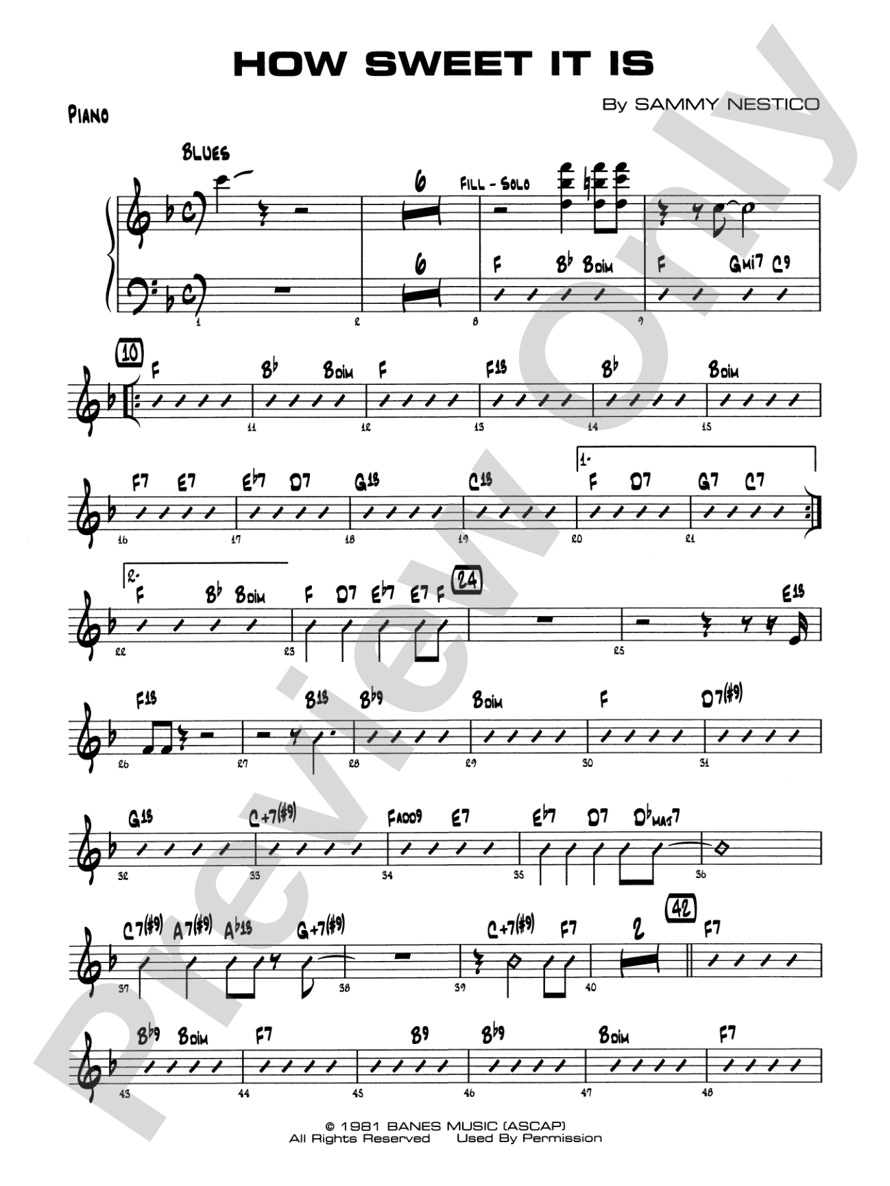 How Sweet It Is: Piano Accompaniment