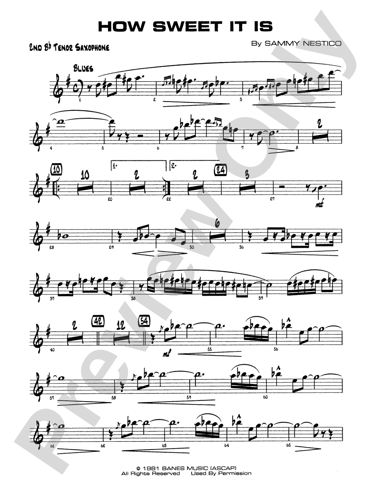 How Sweet It Is: 2nd B-flat Tenor Saxophone