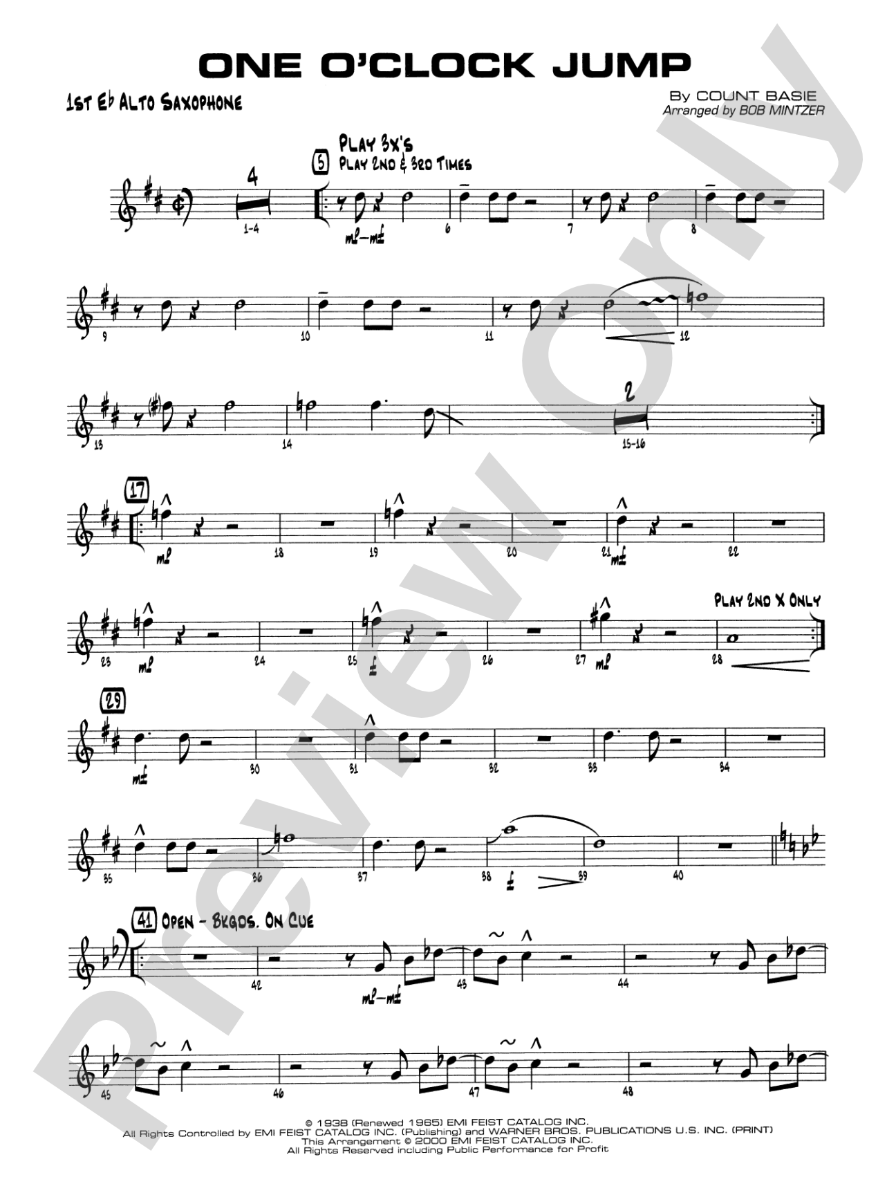 One O'Clock Jump: E-flat Alto Saxophone