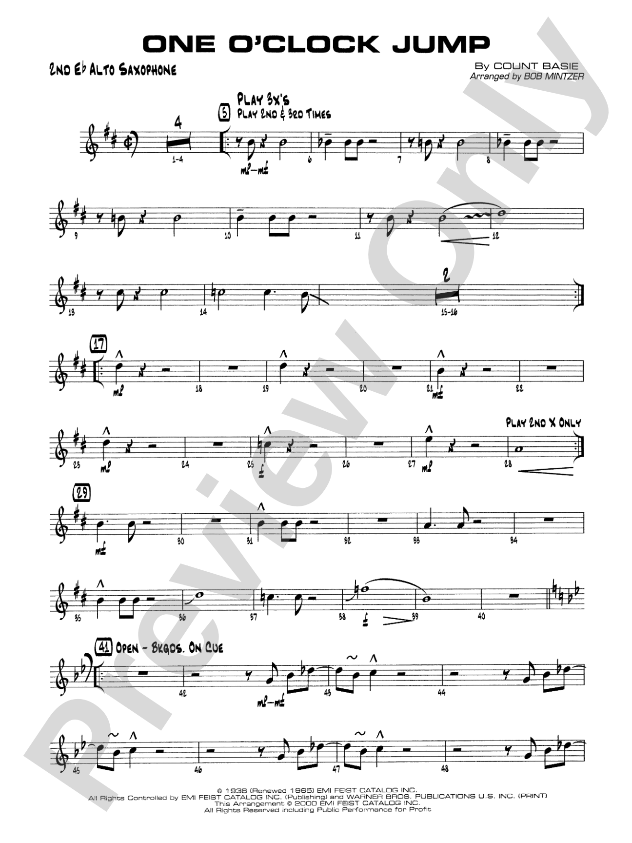 One O'Clock Jump: 2nd E-flat Alto Saxophone