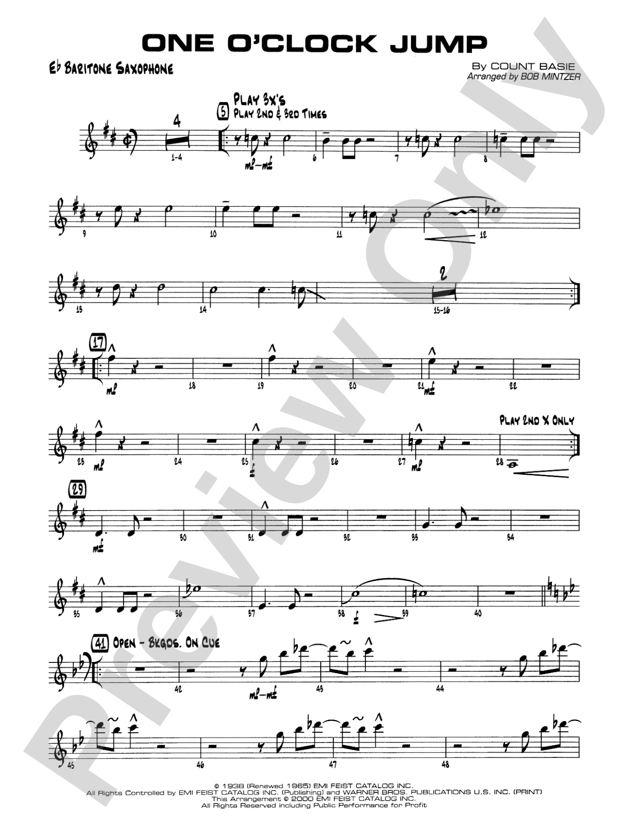 One O'Clock Jump: E-flat Baritone Saxophone