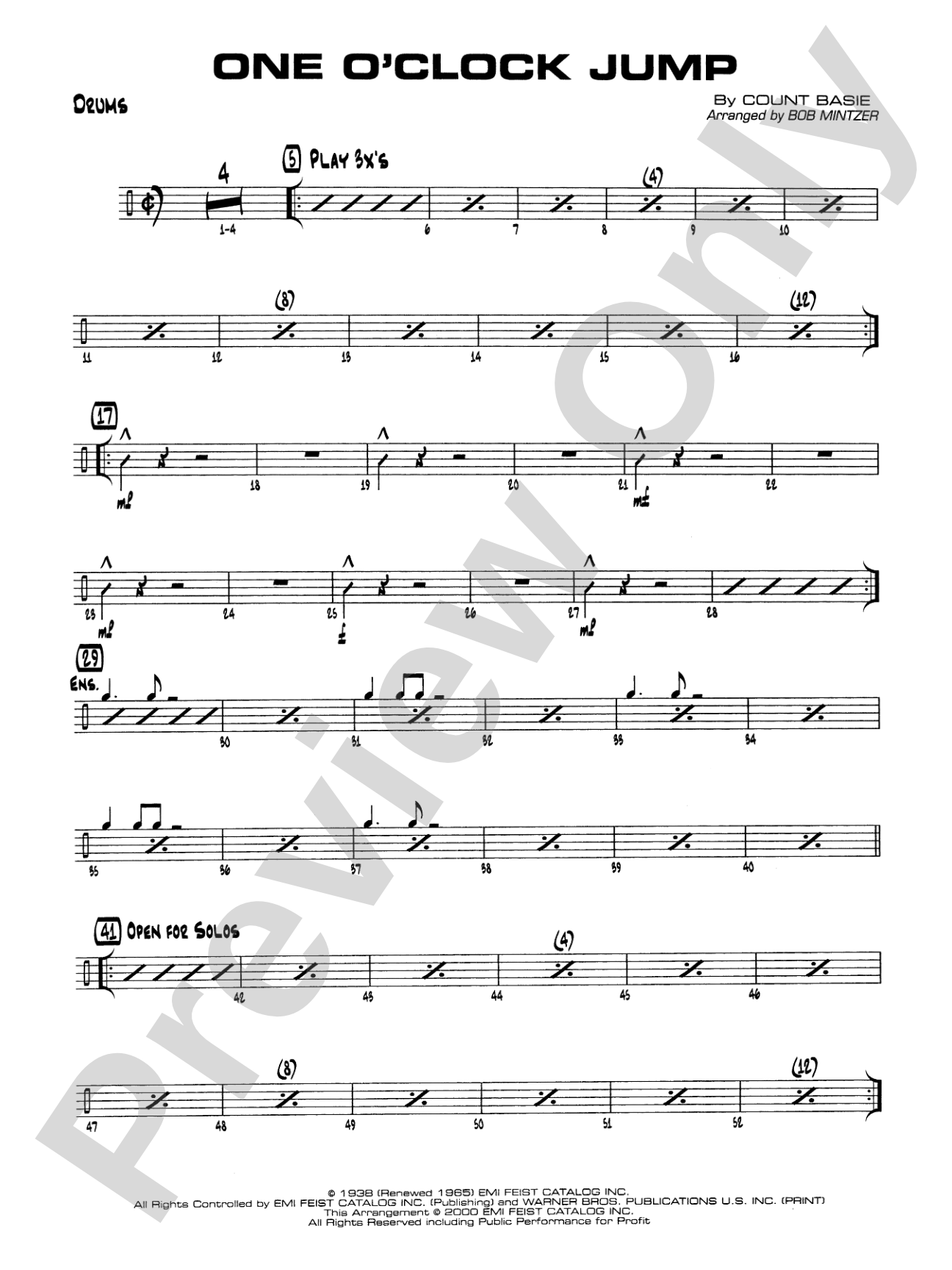 One O'Clock Jump: Drums