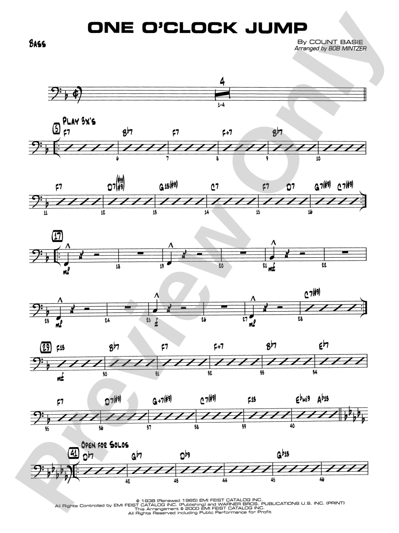 One O'Clock Jump: String Bass