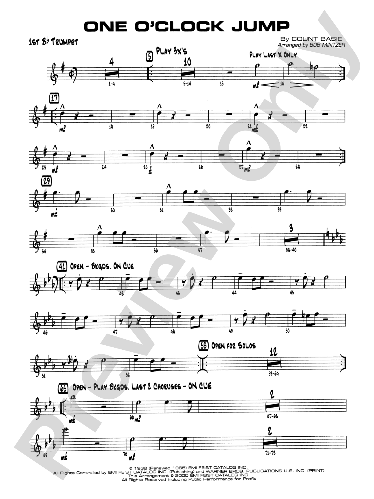 One O'Clock Jump: 1st B-flat Trumpet
