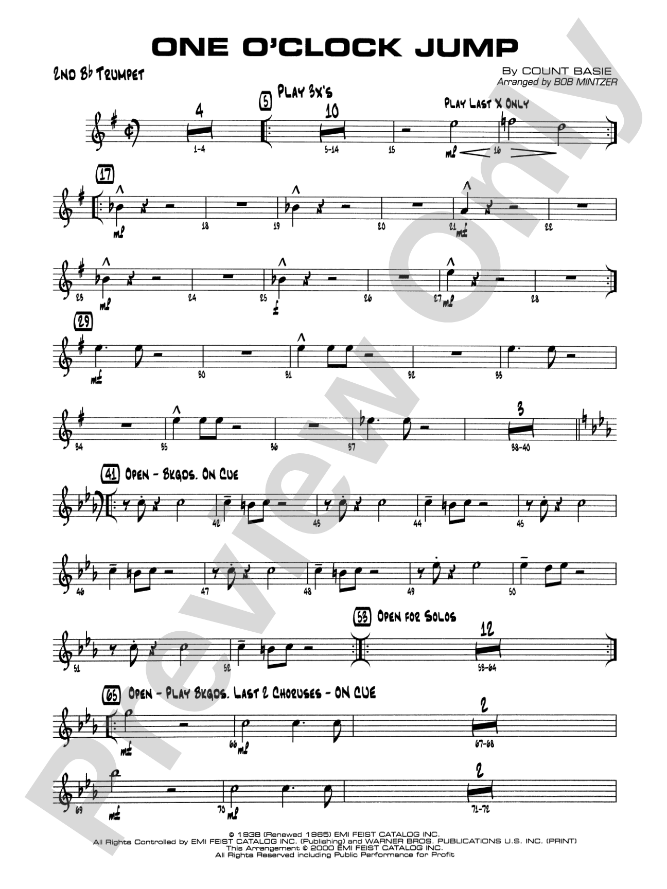 One O'Clock Jump: 2nd B-flat Trumpet