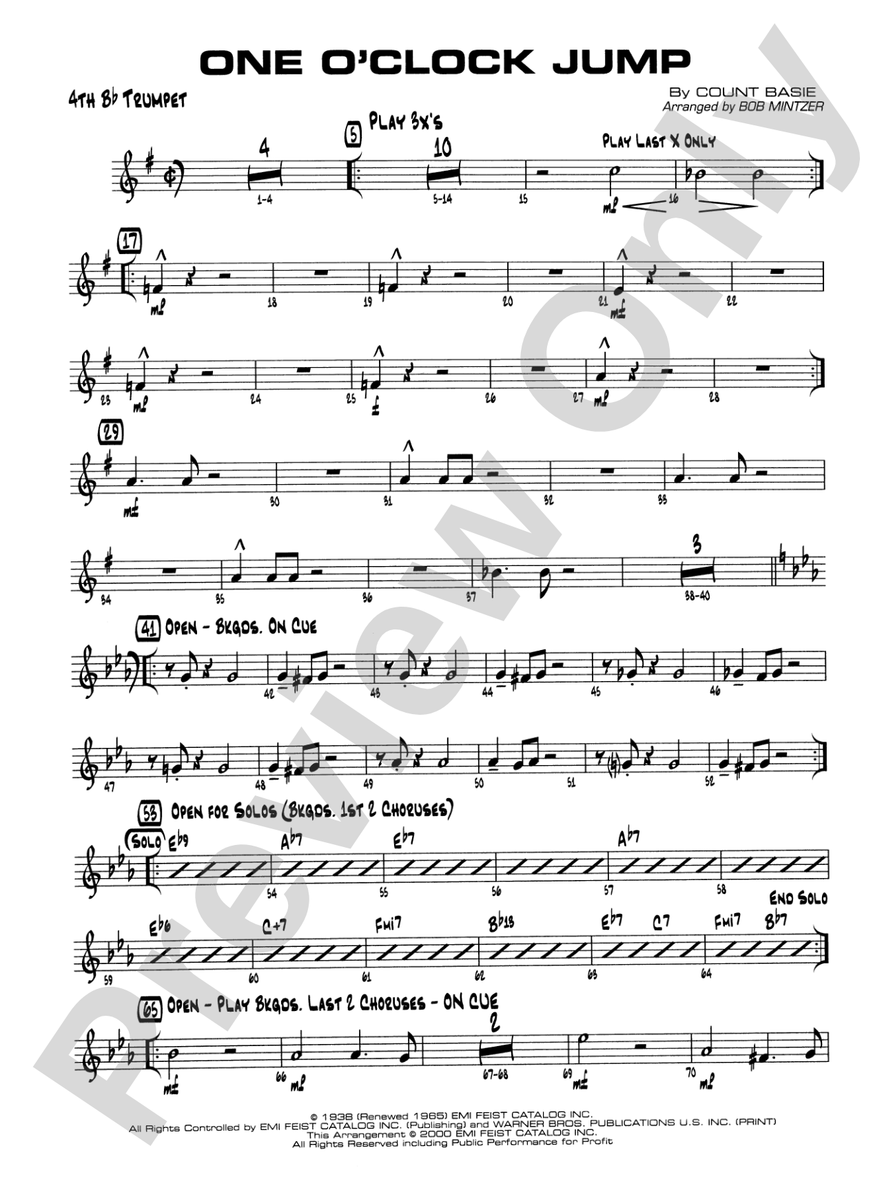 One O'Clock Jump: 4th B-flat Trumpet