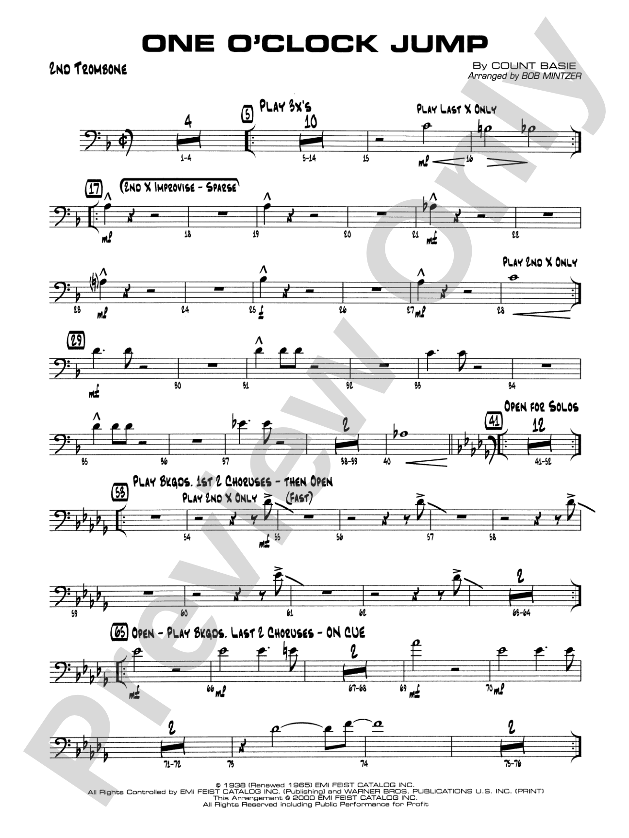 One O'Clock Jump: 2nd Trombone
