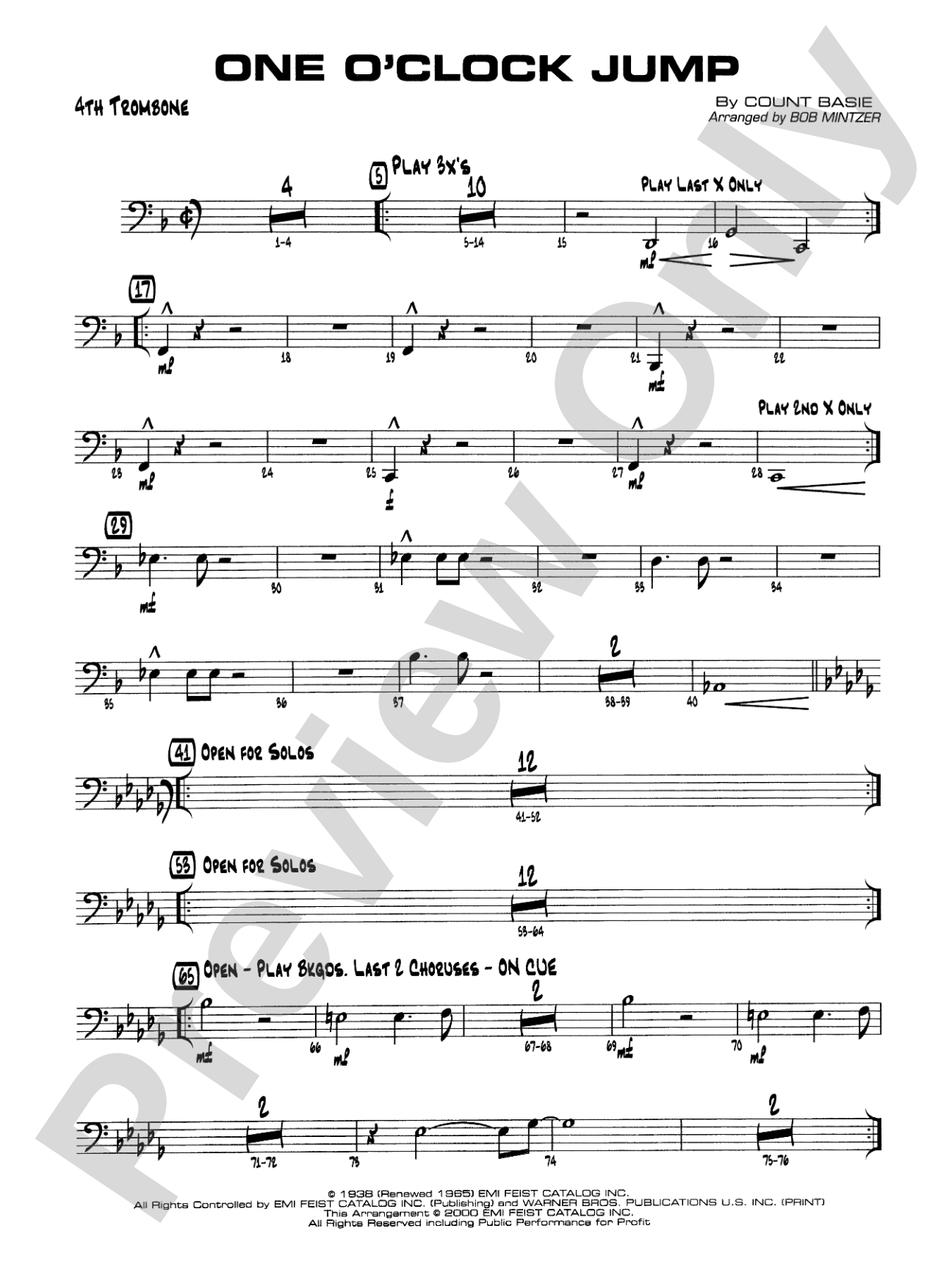 One O'Clock Jump: 4th Trombone