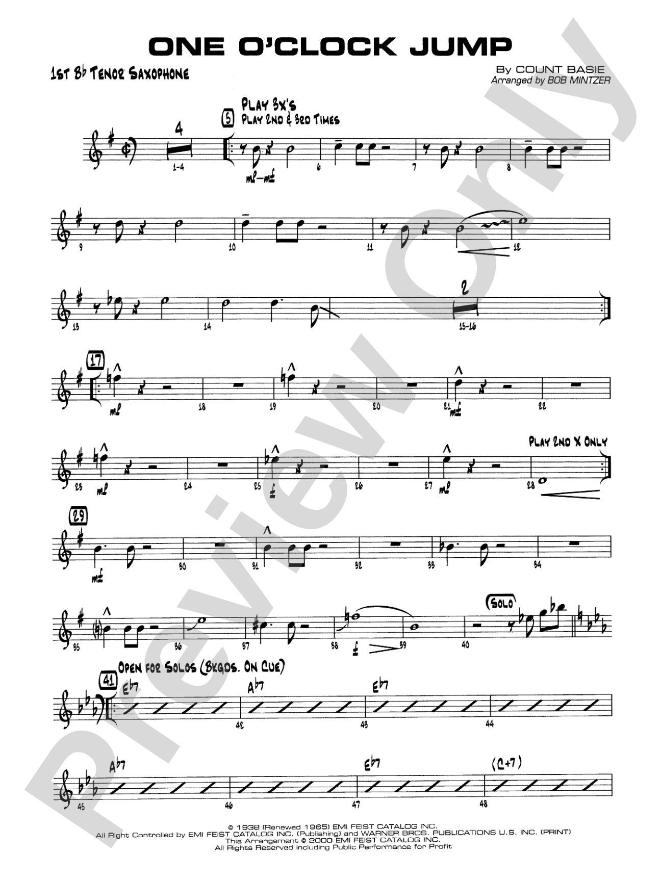 One O'Clock Jump: B-flat Tenor Saxophone