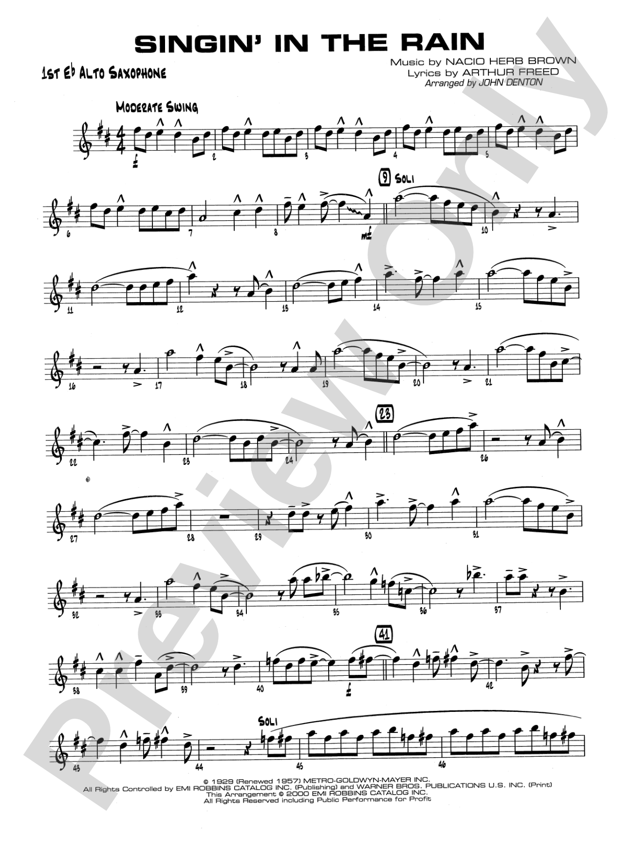 Singin' in the Rain: E-flat Alto Saxophone
