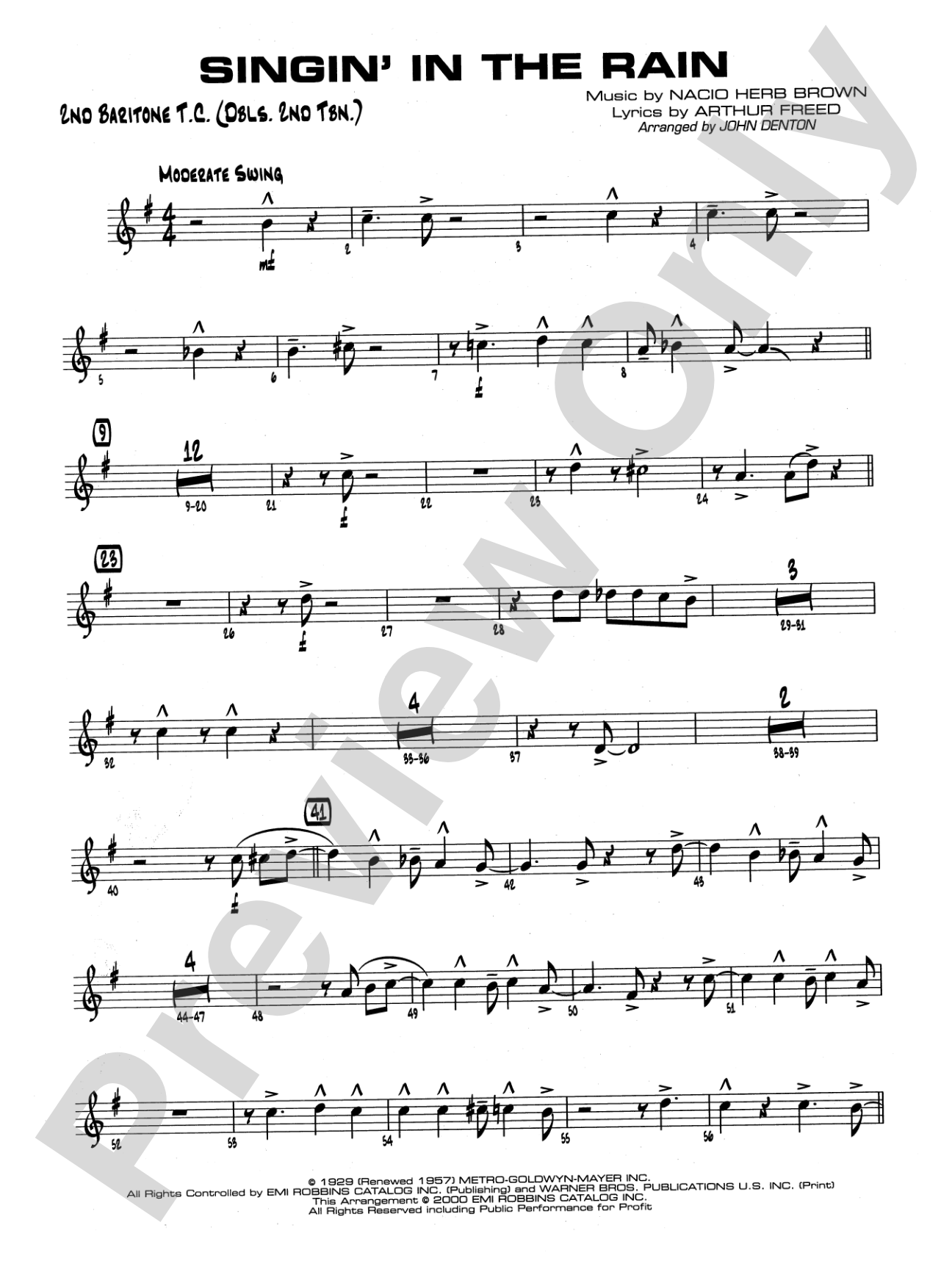 Singin' in the Rain: 2nd Baritone T.C.