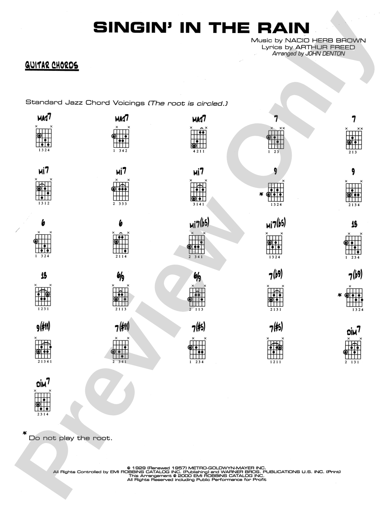 Singin' in the Rain: Guitar Chords