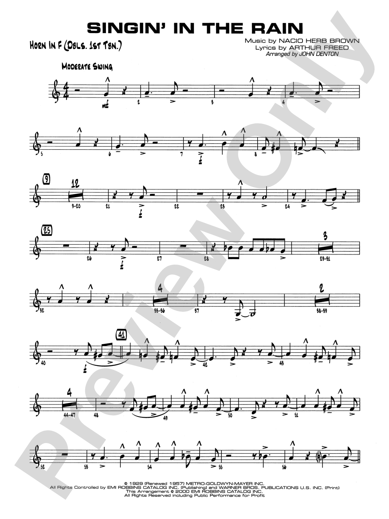 Singin' in the Rain: 1st F Horn