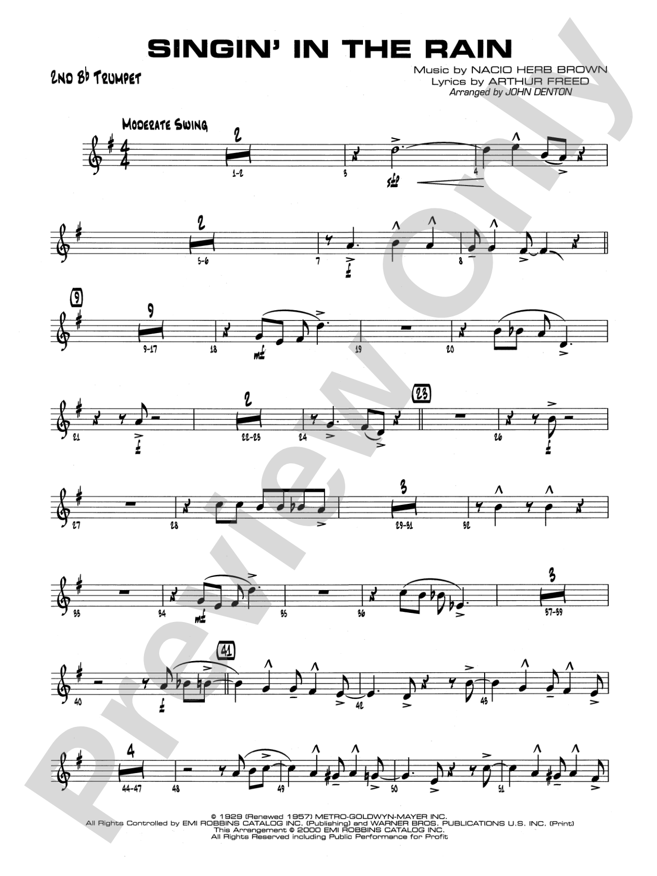 Singin' in the Rain: 2nd B-flat Trumpet