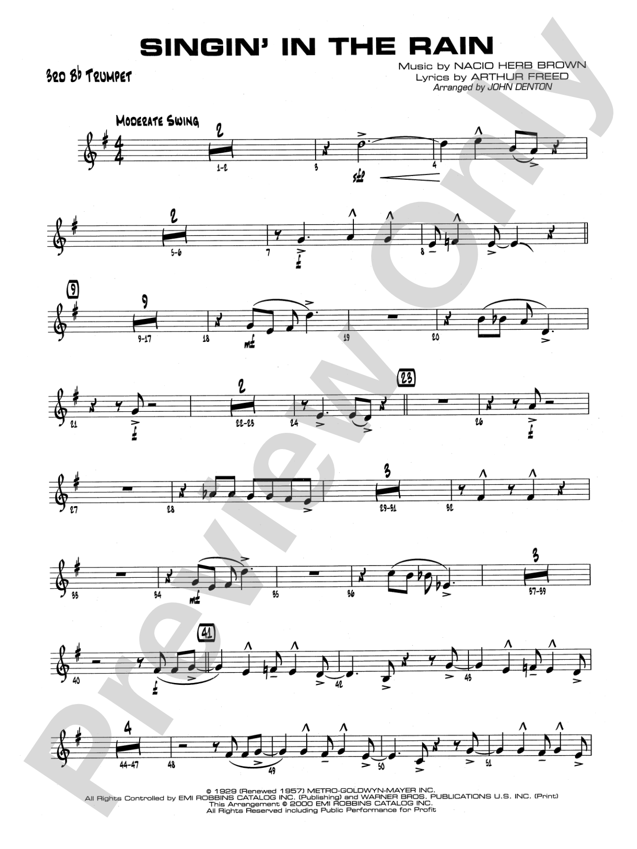 Singin' in the Rain: 3rd B-flat Trumpet