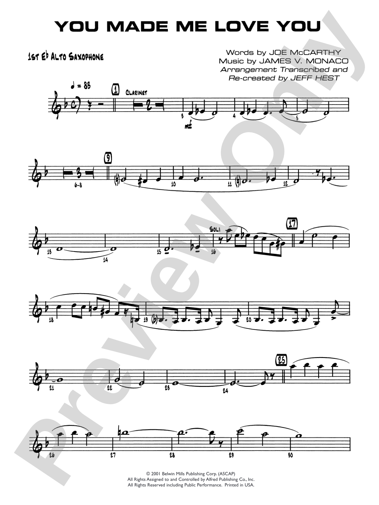 You Made Me Love You (I Didn't Want to Do It): E-flat Alto Saxophone
