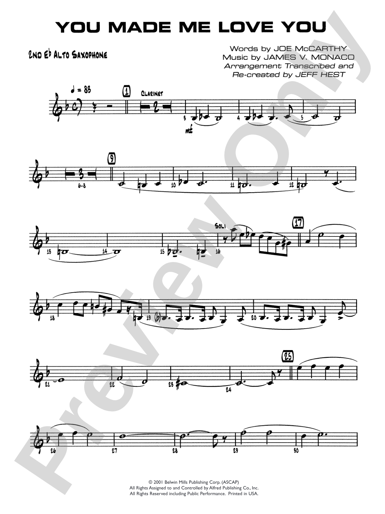 You Made Me Love You (I Didn't Want to Do It): 2nd E-flat Alto Saxophone