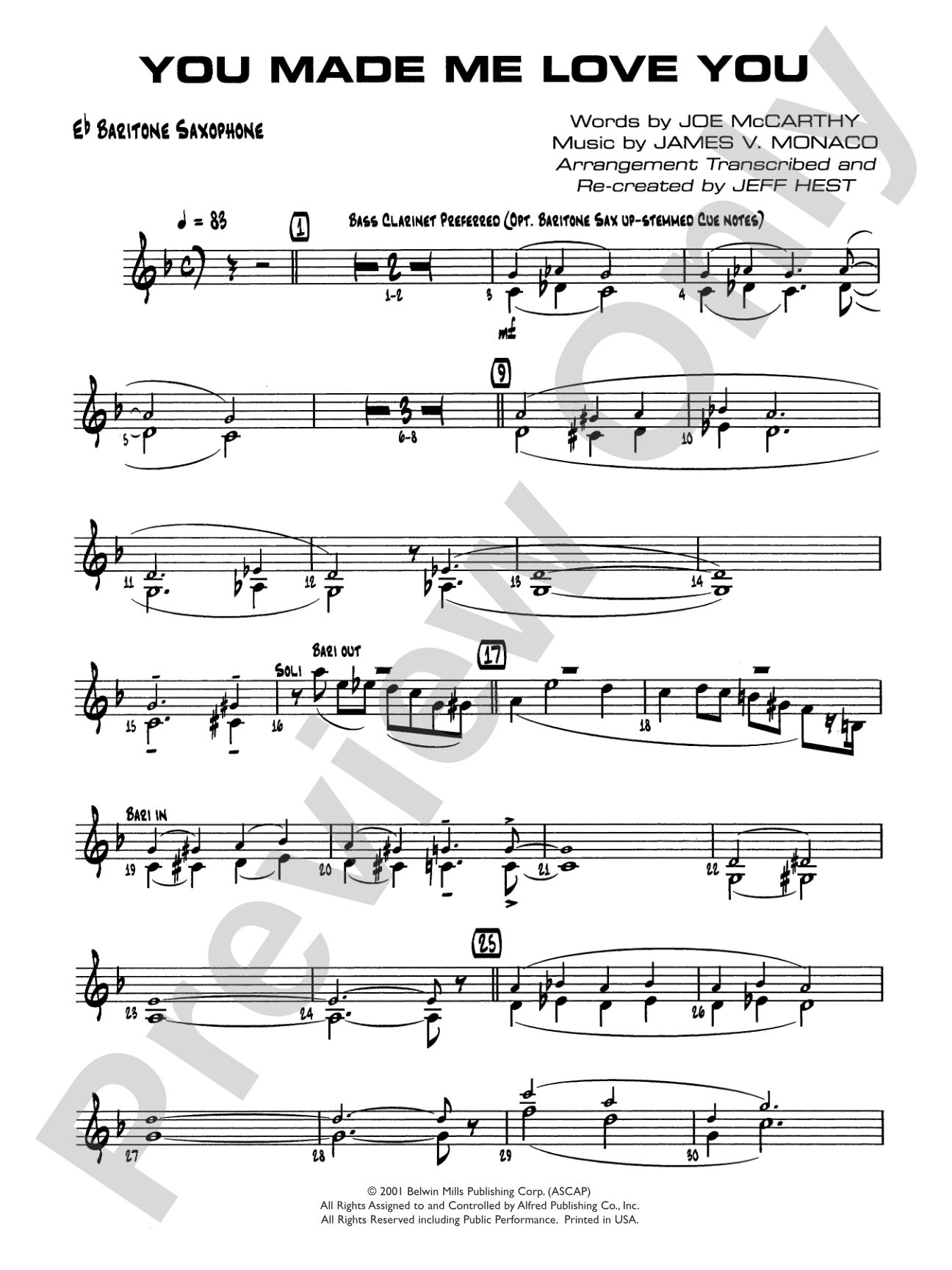 You Made Me Love You (I Didn't Want to Do It): E-flat Baritone Saxophone