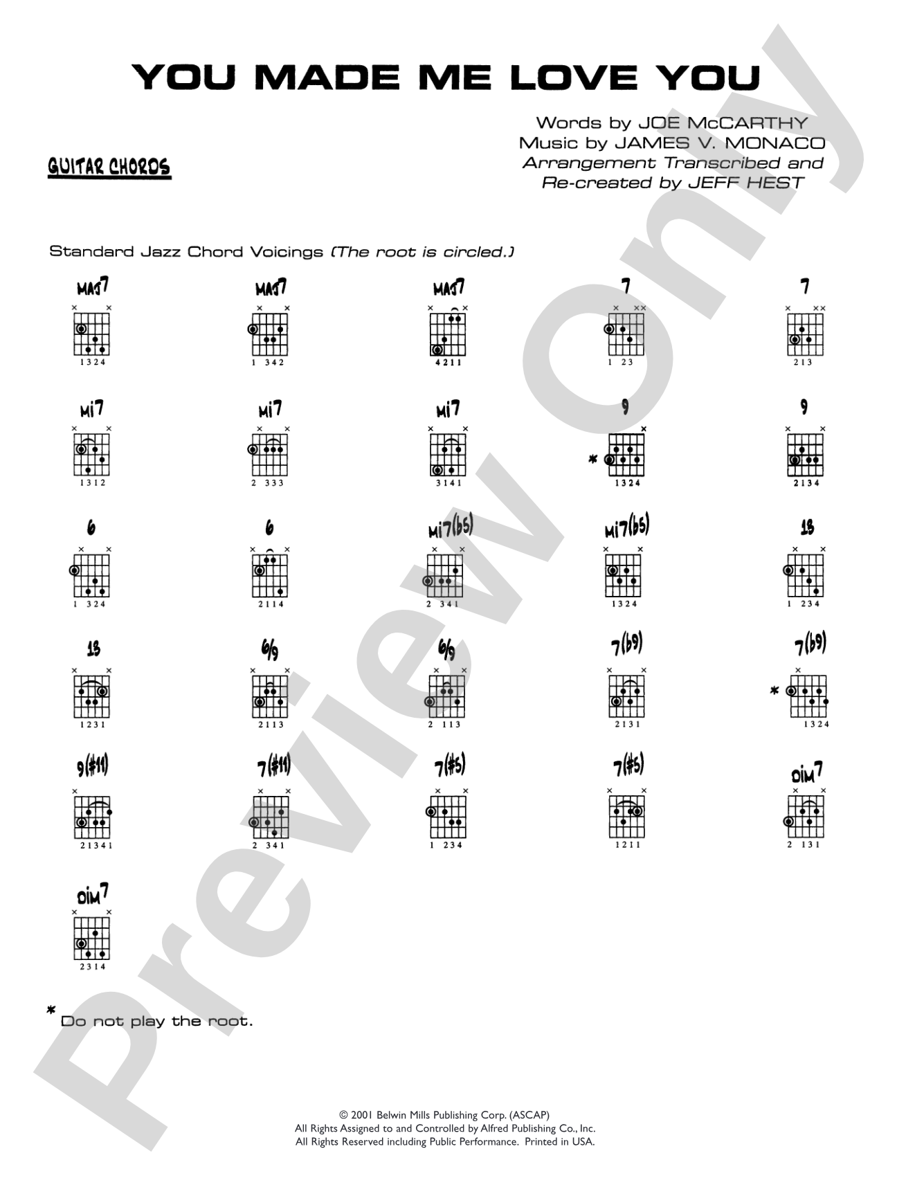 You Made Me Love You (I Didn't Want to Do It): Guitar Chords