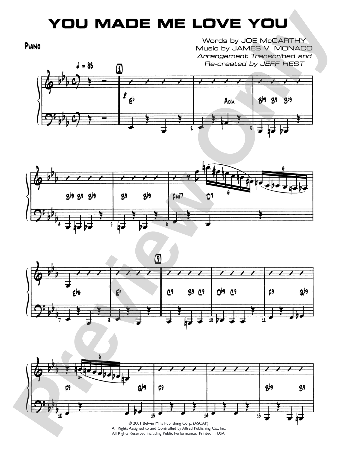 You Made Me Love You (I Didn't Want to Do It): Piano Accompaniment