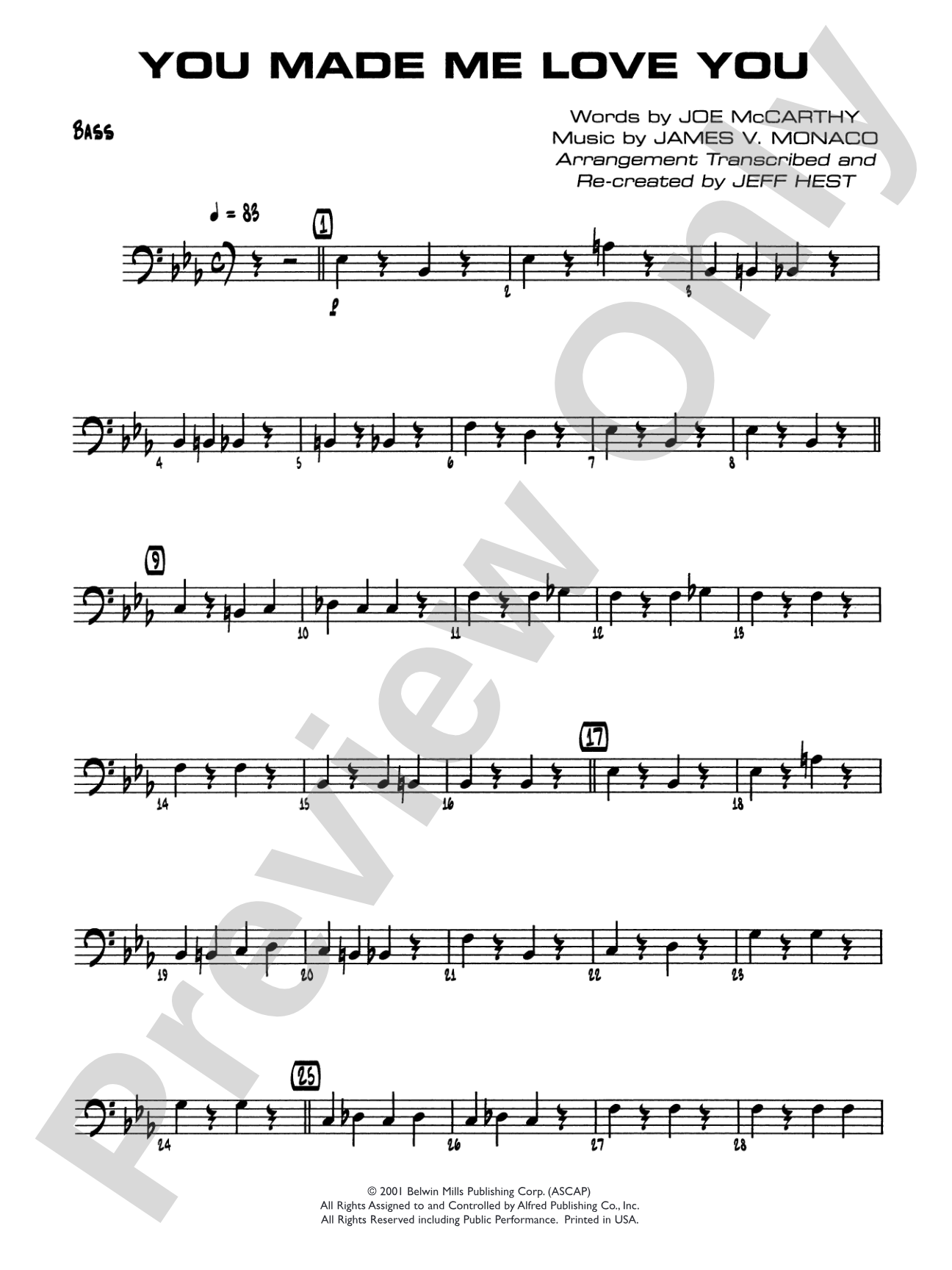 You Made Me Love You (I Didn't Want to Do It): String Bass