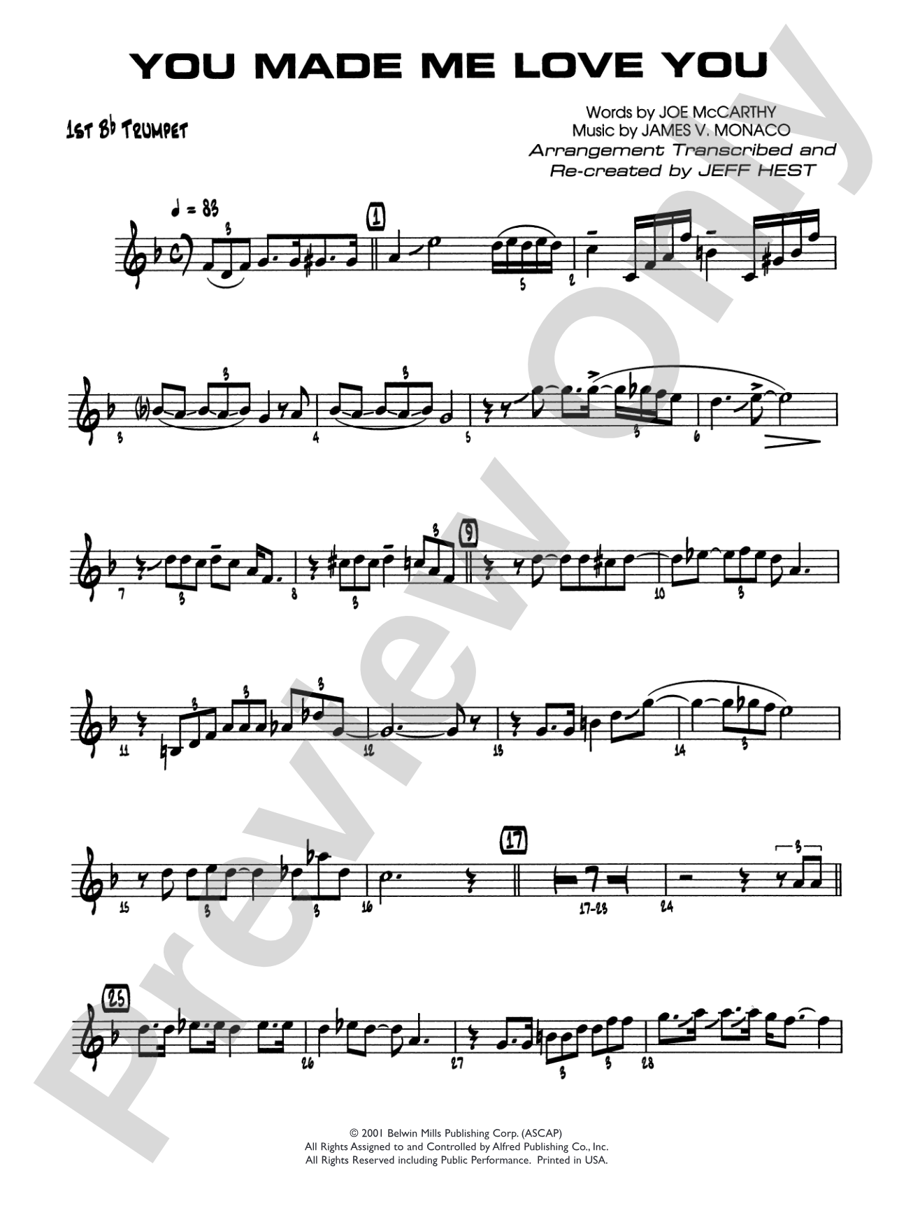 You Made Me Love You (I Didn't Want to Do It): 1st B-flat Trumpet