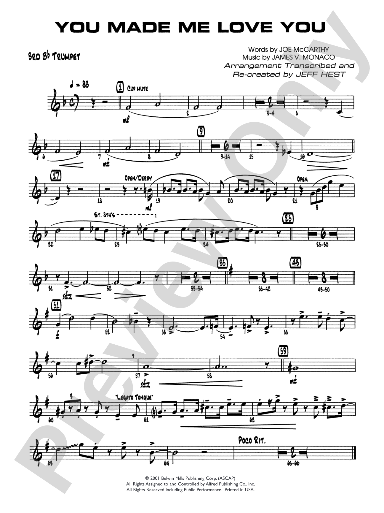 You Made Me Love You (I Didn't Want to Do It): 3rd B-flat Trumpet
