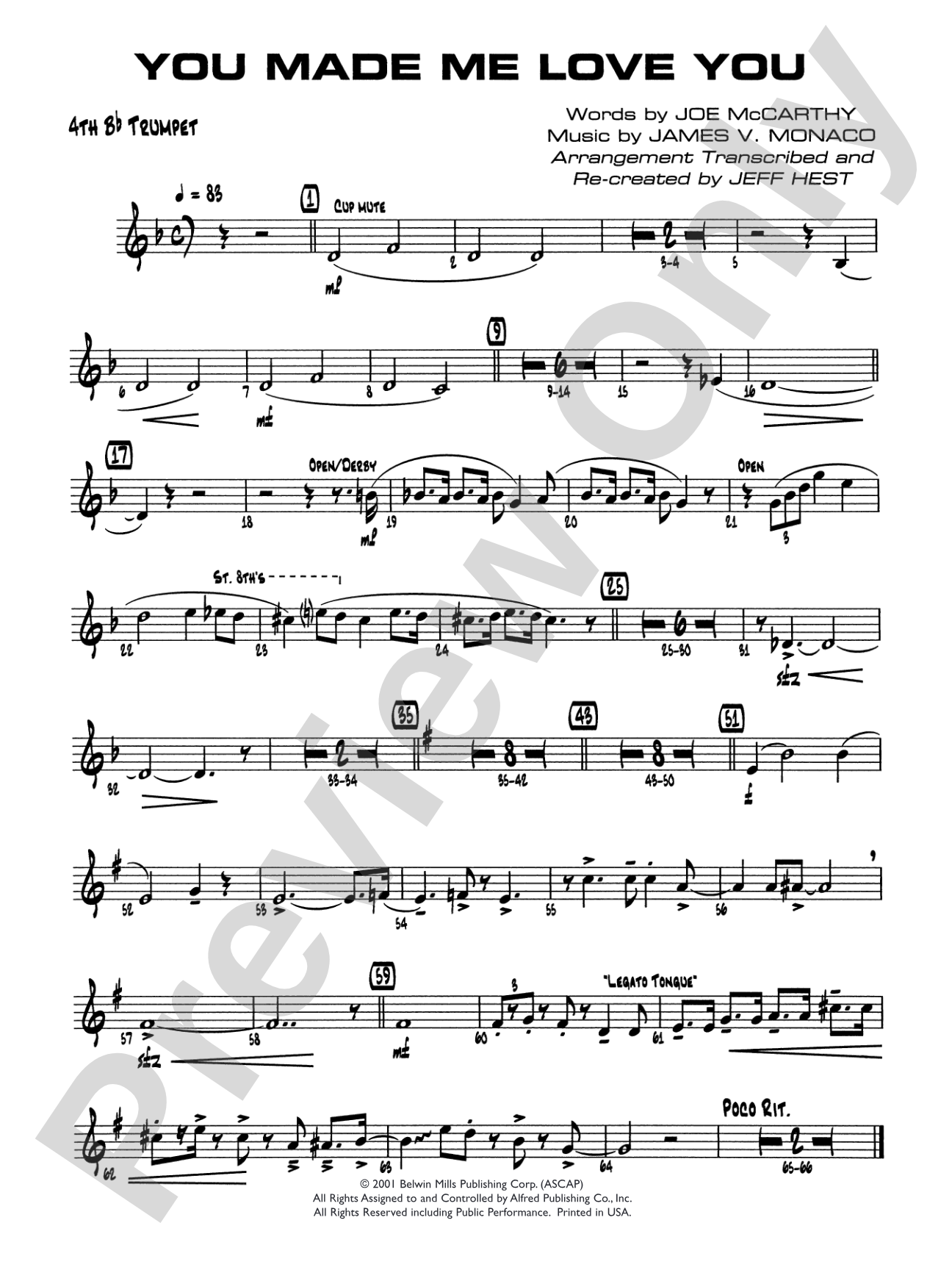 You Made Me Love You (I Didn't Want to Do It): 4th B-flat Trumpet
