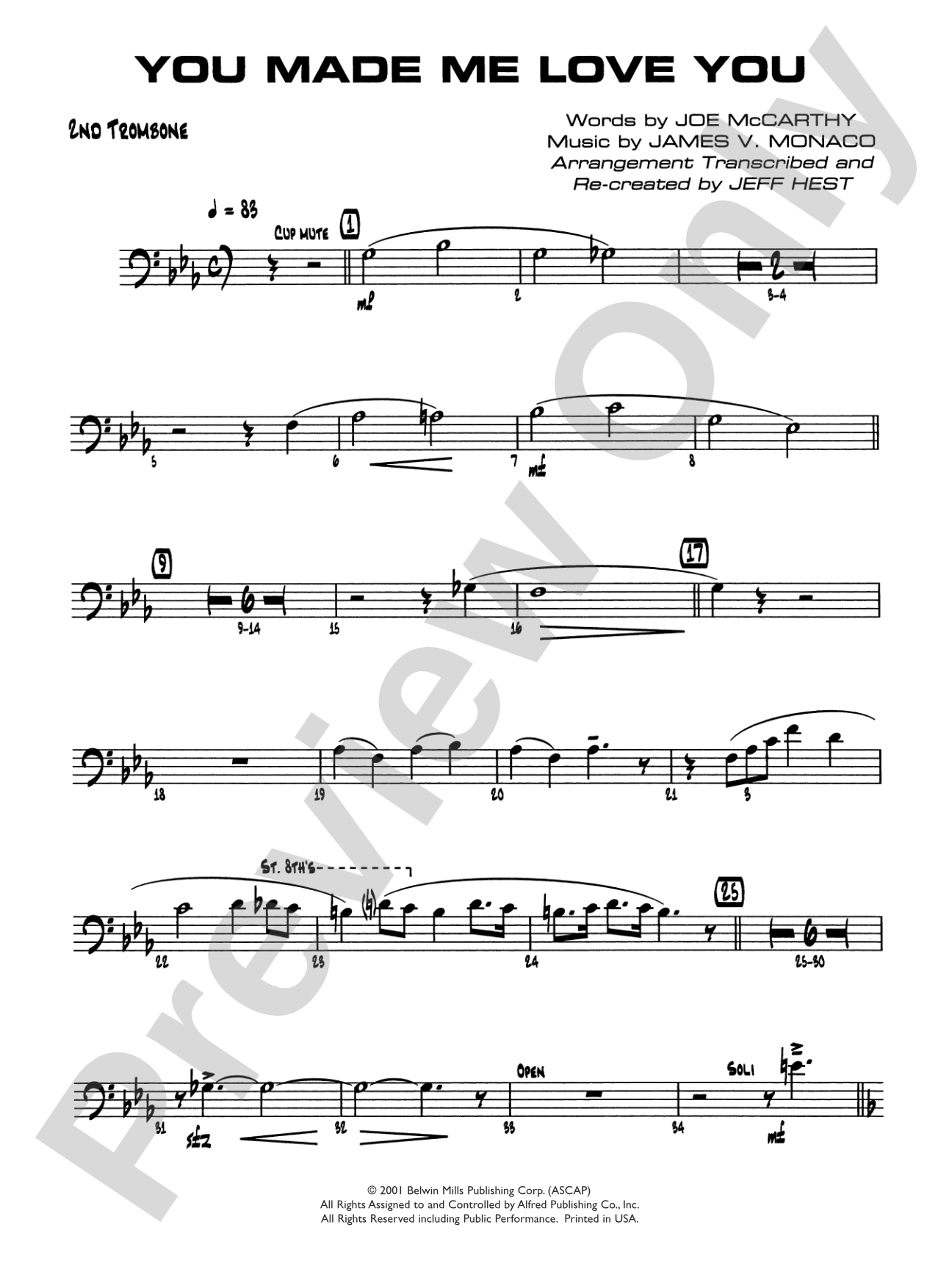 You Made Me Love You (I Didn't Want to Do It): 2nd Trombone