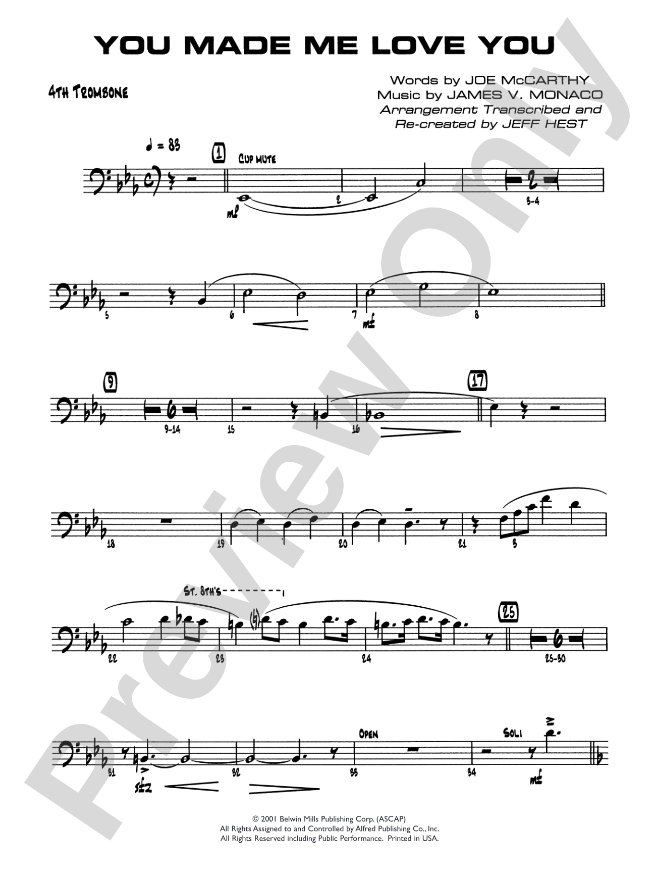 You Made Me Love You (I Didn't Want to Do It): 4th Trombone