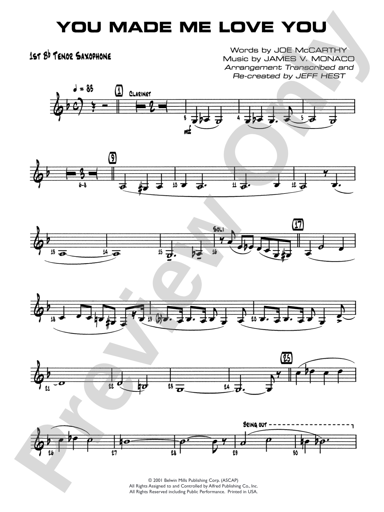 You Made Me Love You (I Didn't Want to Do It): B-flat Tenor Saxophone