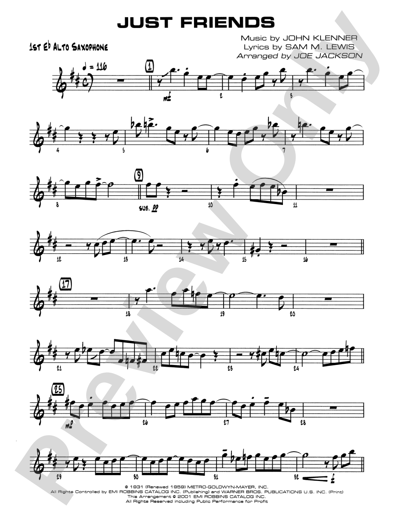 Just Friends: E-flat Alto Saxophone