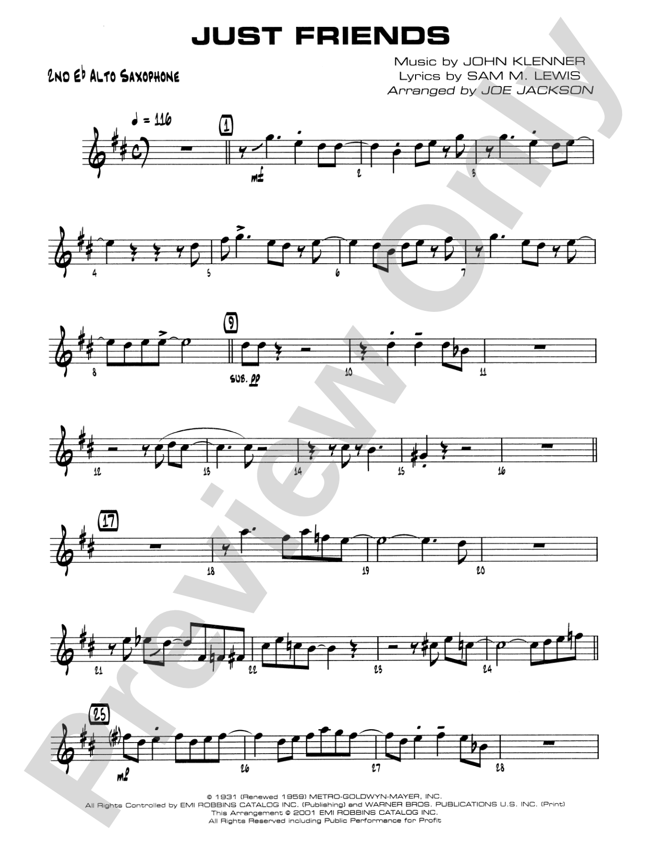 Just Friends: 2nd E-flat Alto Saxophone