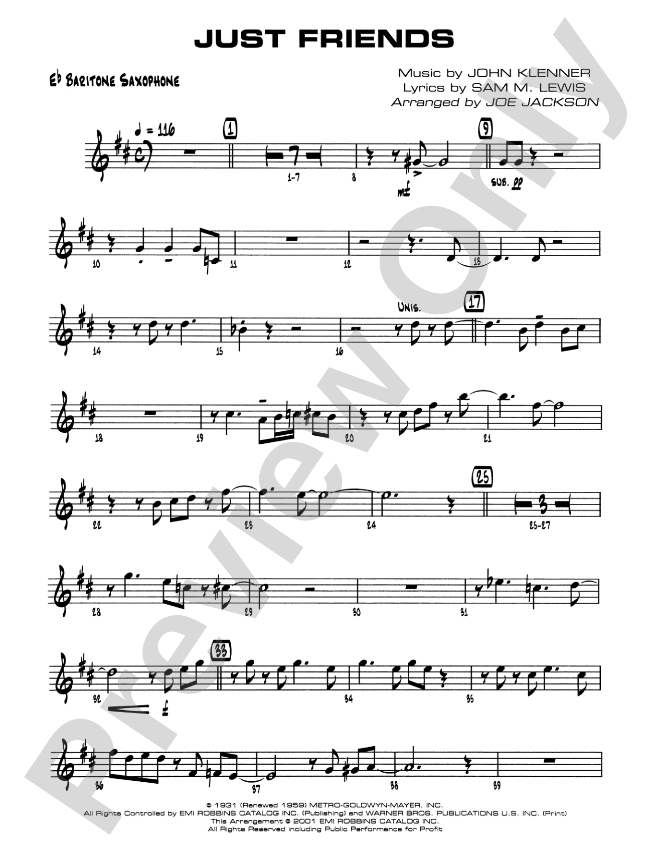 Just Friends: E-flat Baritone Saxophone