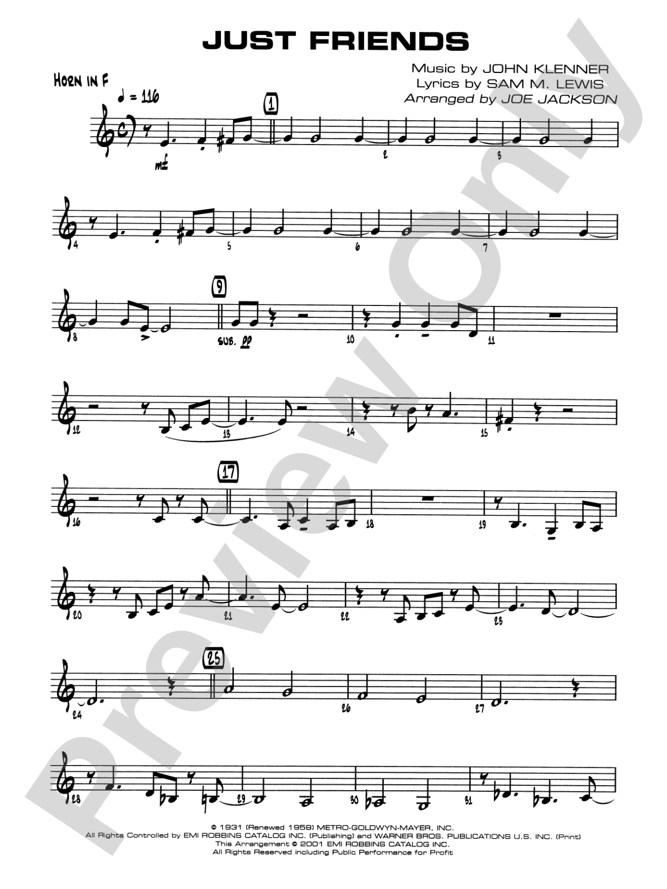 Just Friends: 1st F Horn