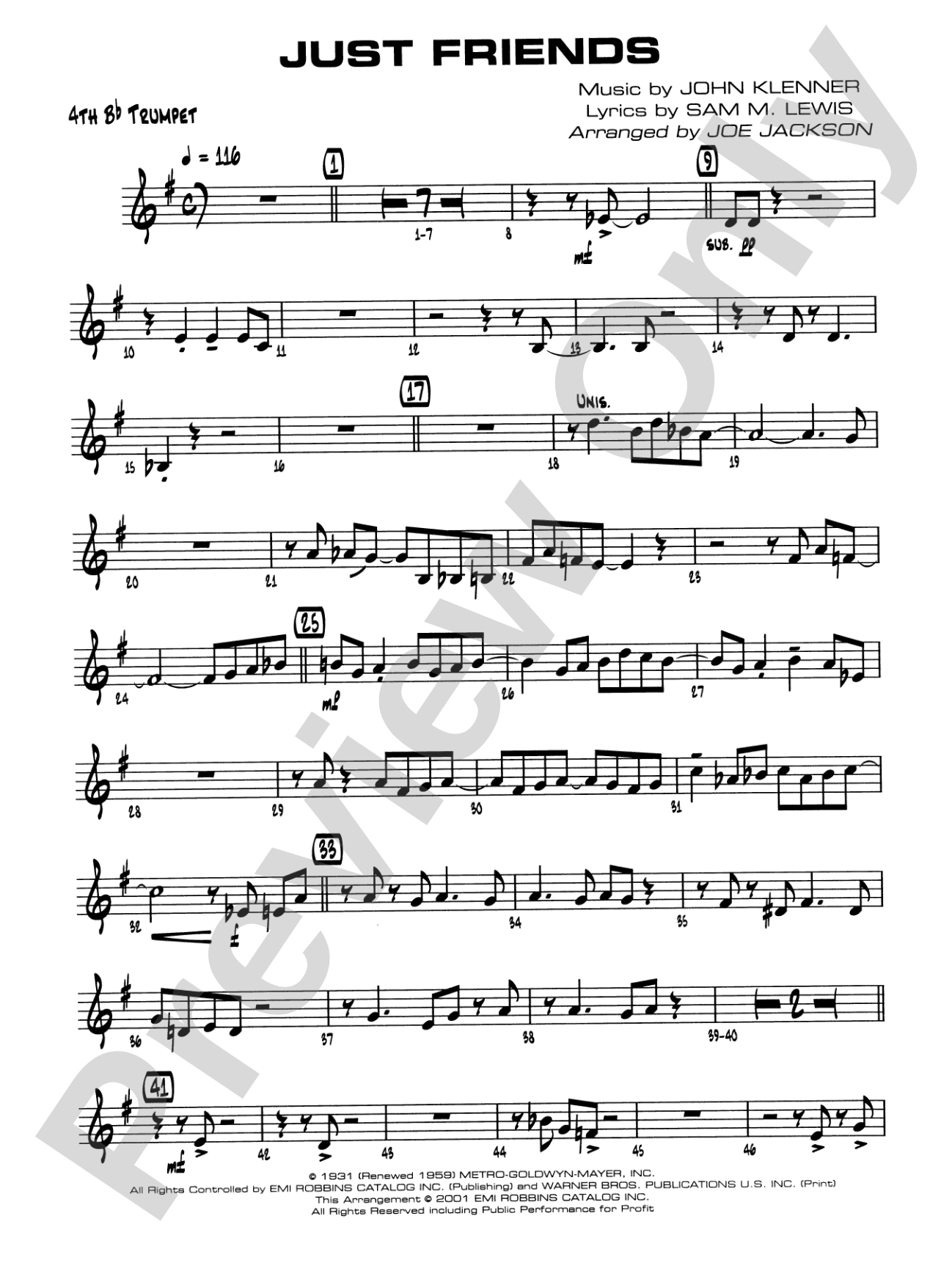 Just Friends: 4th B-flat Trumpet