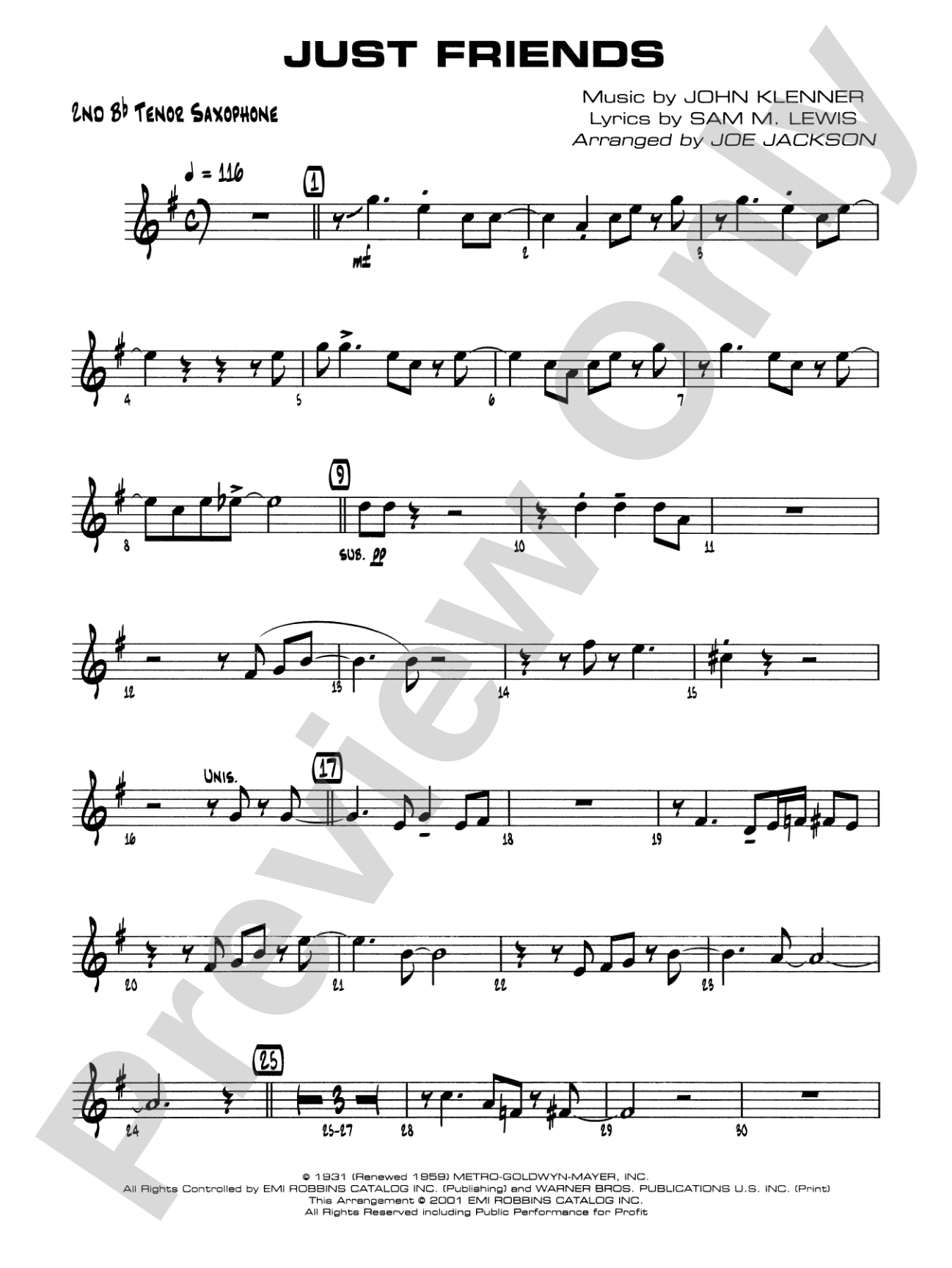 Just Friends: 2nd B-flat Tenor Saxophone