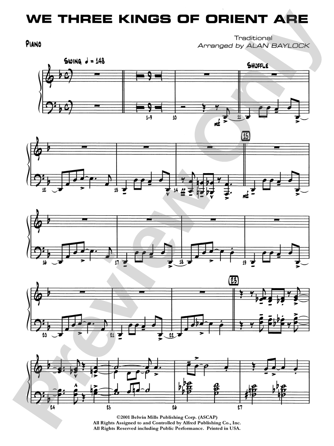 We Three Kings of Orient Are: Piano Accompaniment