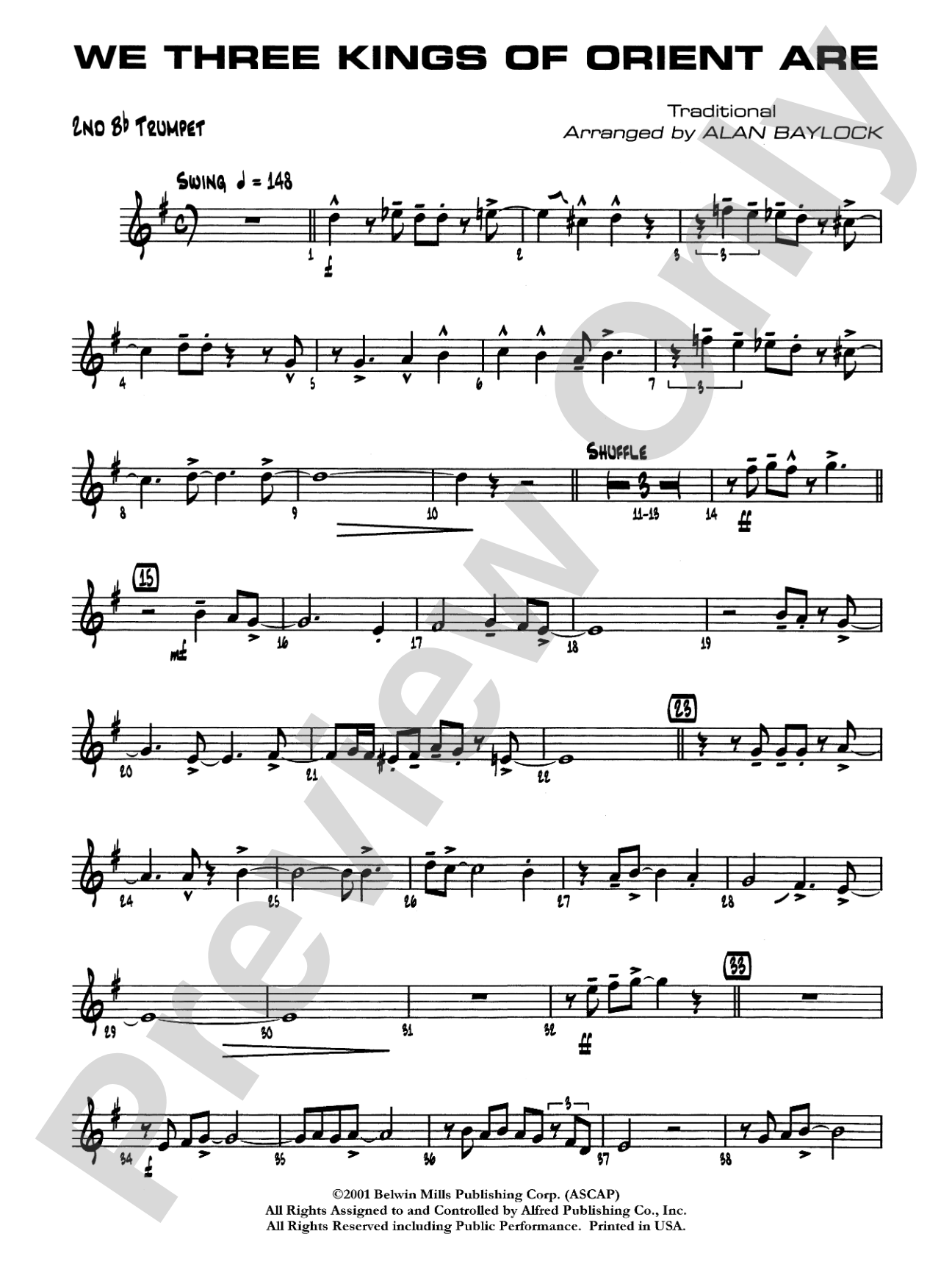 We Three Kings of Orient Are: 2nd B-flat Trumpet