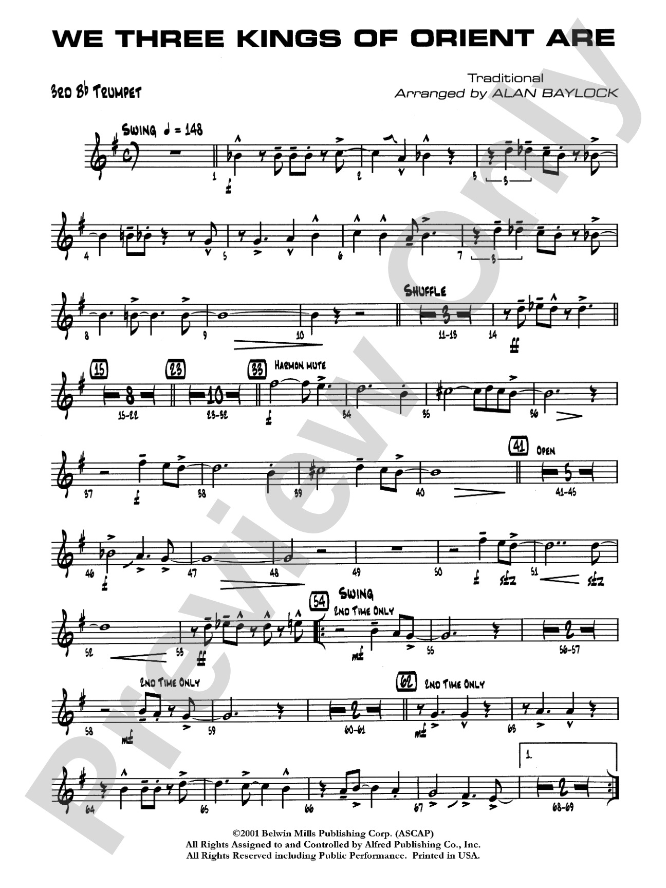 We Three Kings of Orient Are: 3rd B-flat Trumpet