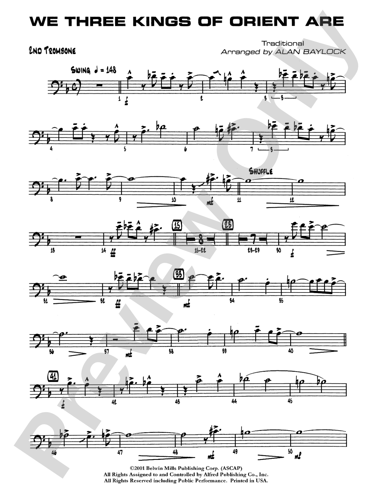 We Three Kings of Orient Are: 2nd Trombone