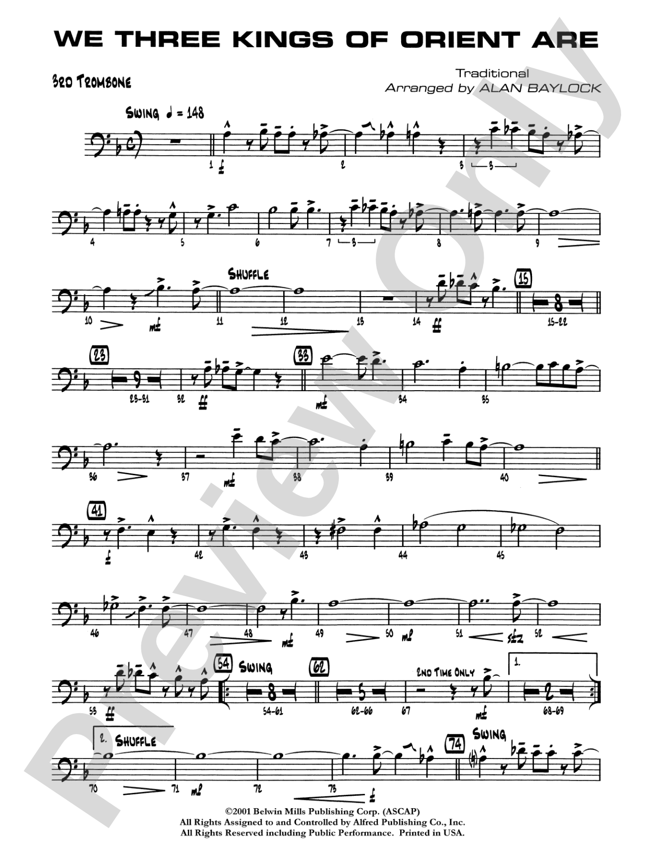 We Three Kings of Orient Are: 3rd Trombone