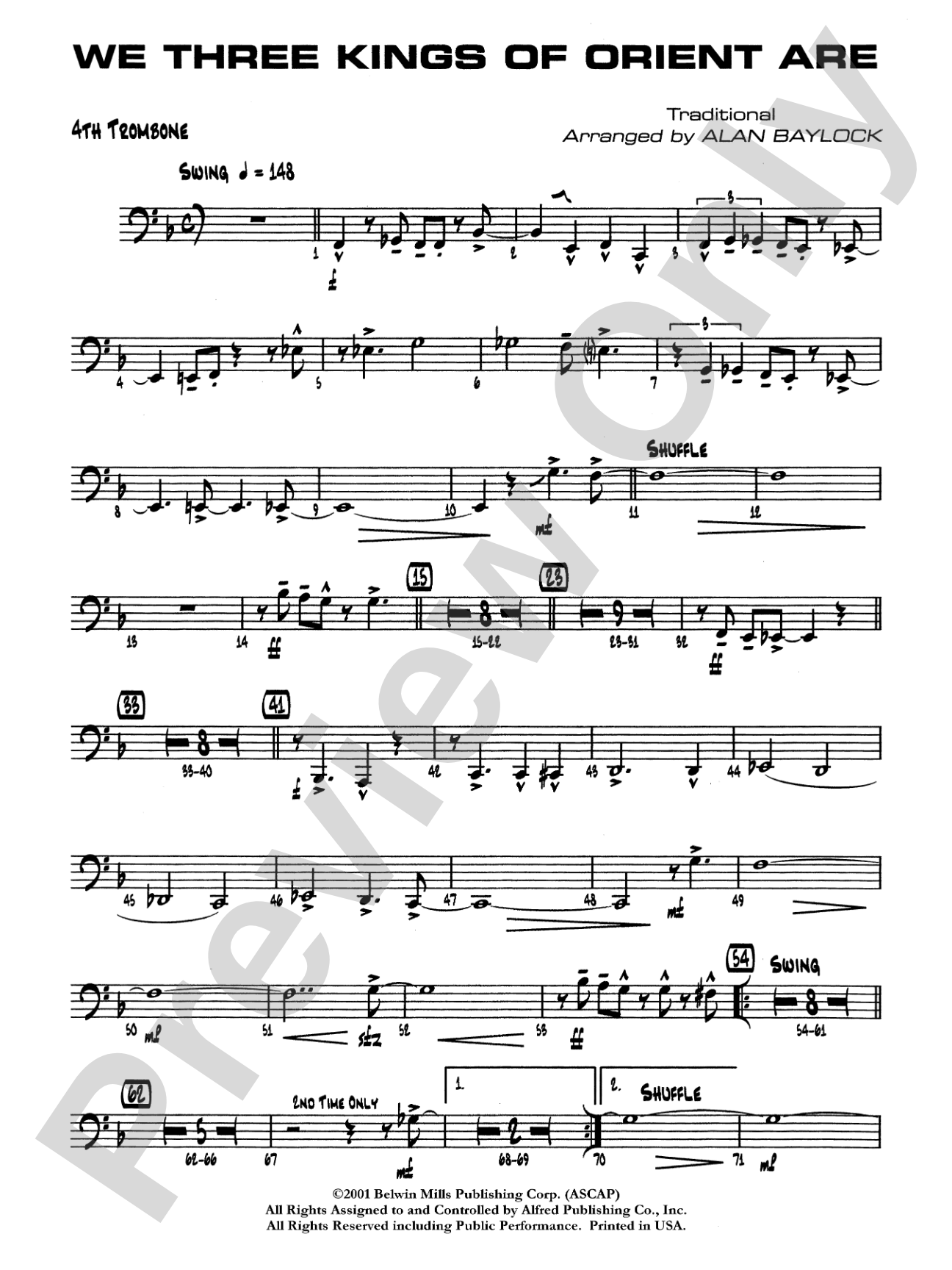 We Three Kings of Orient Are: 4th Trombone