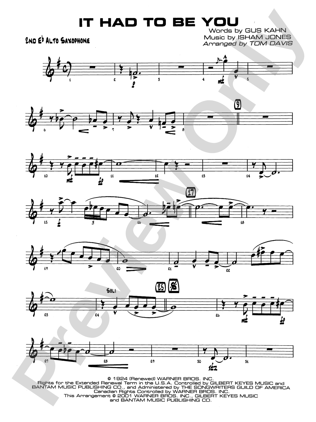 It Had to Be You: 2nd E-flat Alto Saxophone