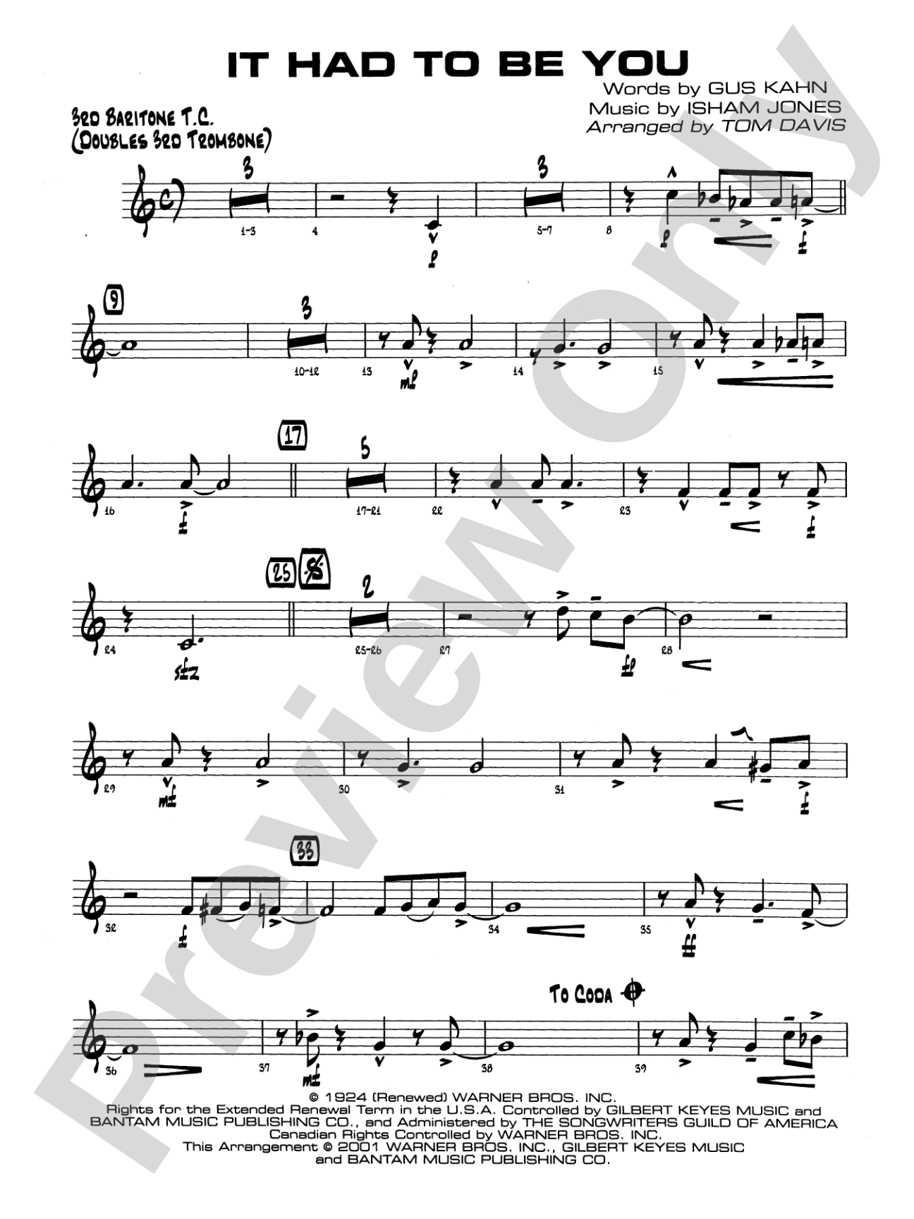 It Had to Be You: 3rd Baritone T.C.