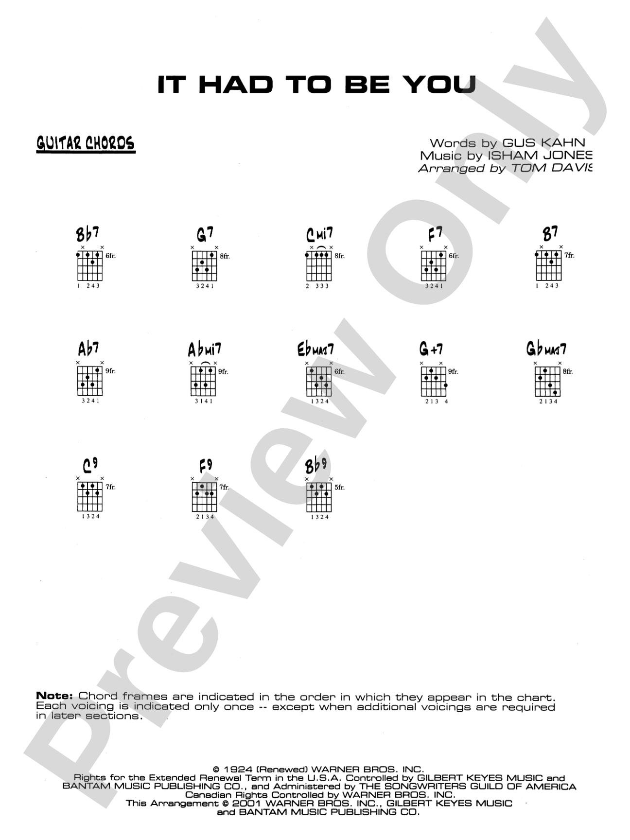 It Had to Be You: Guitar Chords