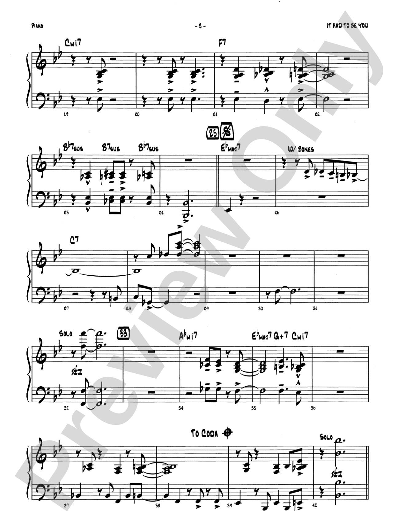 It Had to Be You: Piano Accompaniment