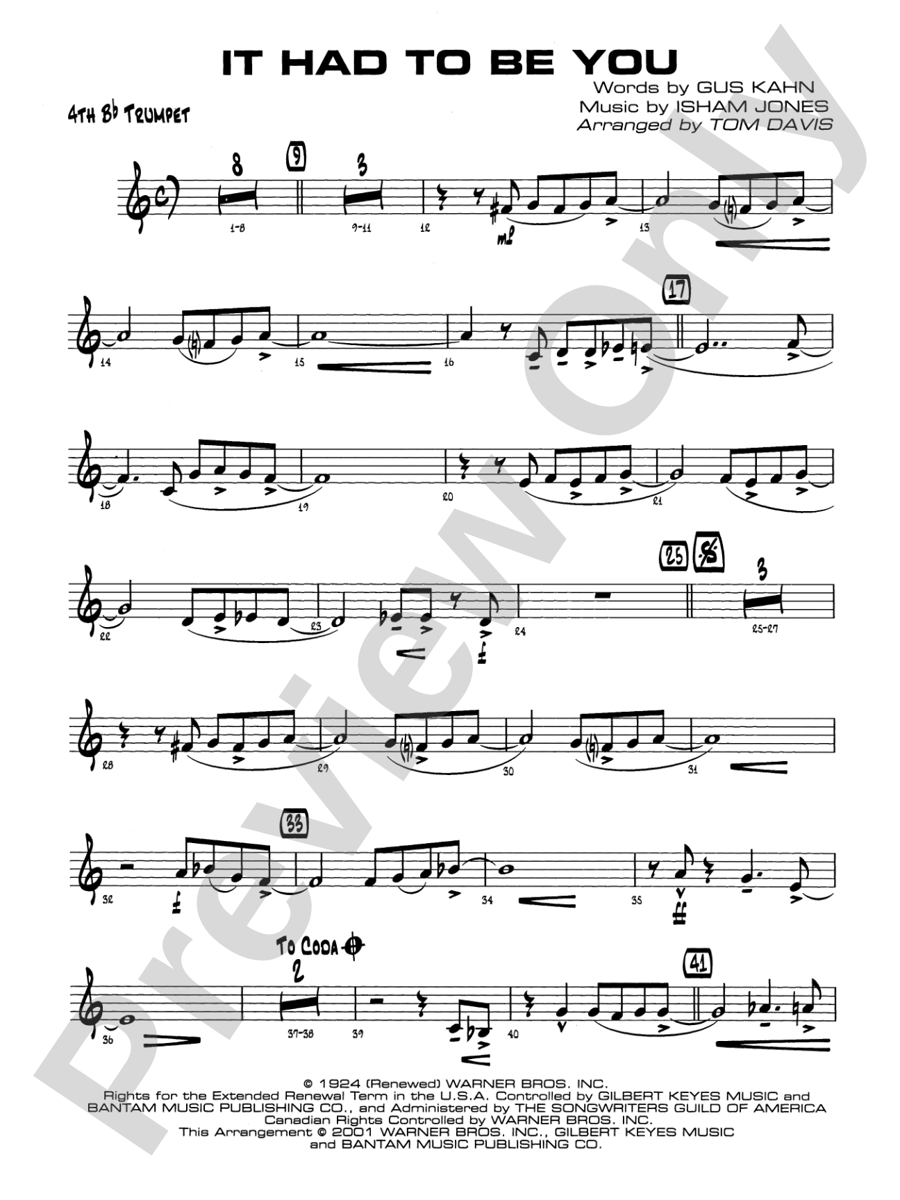 It Had to Be You: 4th B-flat Trumpet